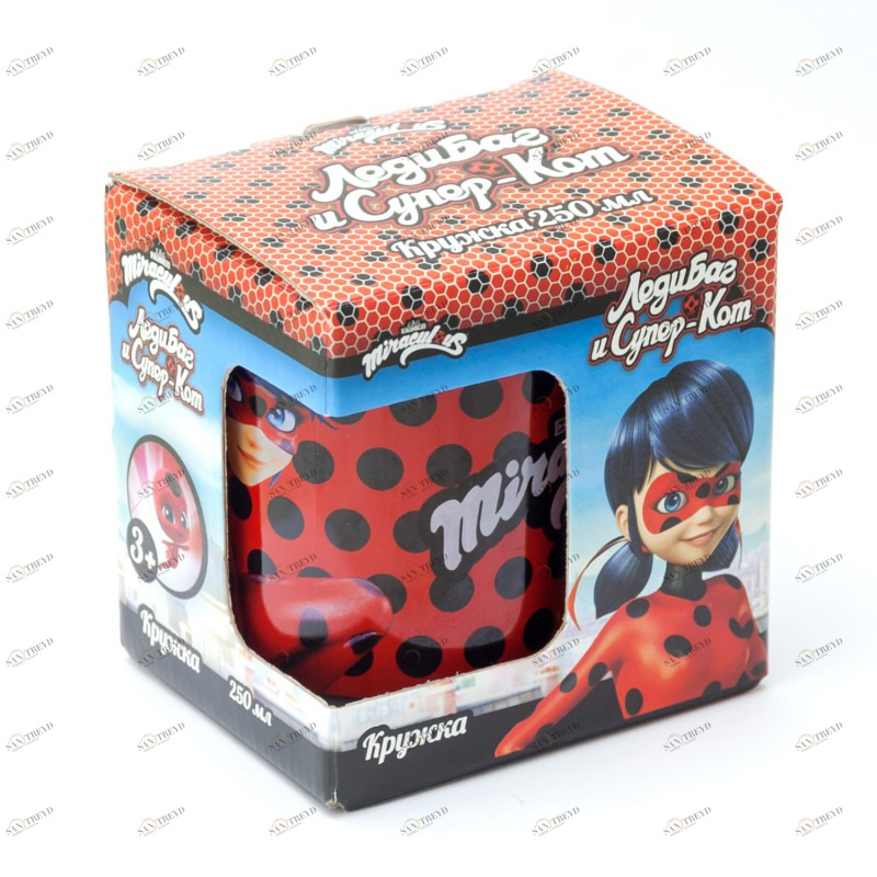 Кружка стеклянная в подарочной упаковке "Леди Баг и Супер Кот. Дизайн 2", 250 мл ND PLAY ЛЕДИ БАГ 335670 Красный;прозрачный Santreyd 