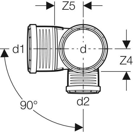 GEBERIT 390.565.14.1 Крестовина двухплоскостная комбинированная Geberit Silent-PP 87,5°, правая  - Вид №2