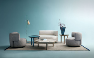 Высокий круглый журнальный столик из керамогранита