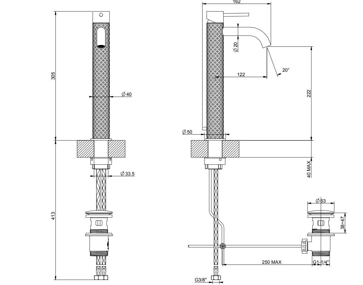 Смеситель для раковины из нержавеющей стали Gessi Messi316 ARCH-00110528 - Вид №4