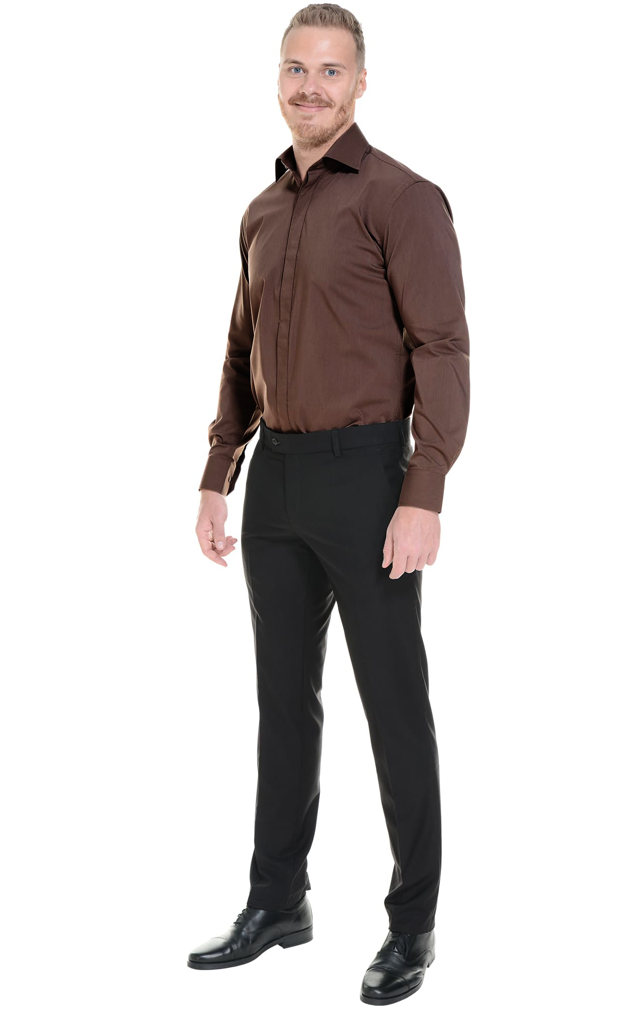 62446 Рубашка мужская  chocolate El-Risto  Корпоративная одежда  размер 38/170-176  - Вид №4