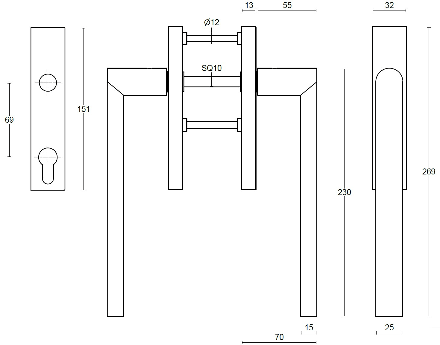 Formani Подъемно-раздвижные ручки пвд черный сатин Arc sun-id-1382246 - Вид №1