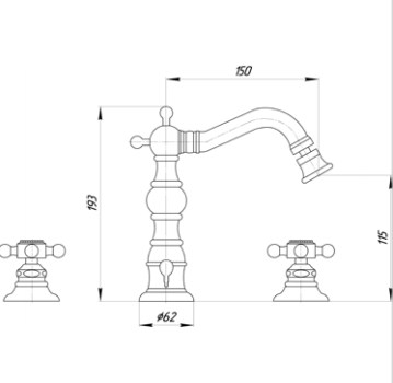 Смеситель MIGLIORE Arcadia ML.ARC-8312.BR для раковины на 3 отв. - бронза  - Вид №1