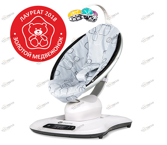Кресло-качалка детское МамаРу 4.0 серый плюш 4MOMS  322509 Белый;серый Santreyd 