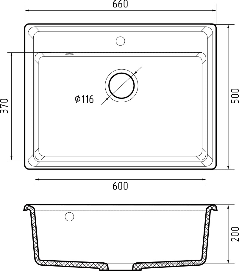 Кухонная мойка Искусственный камень LEVEL S205 GranFest LV-660-S205 - Вид №1