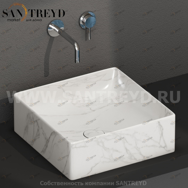 B6Q42AC Накладная раковина на столешницу  квадратная Ceramica Globo T-EDGE