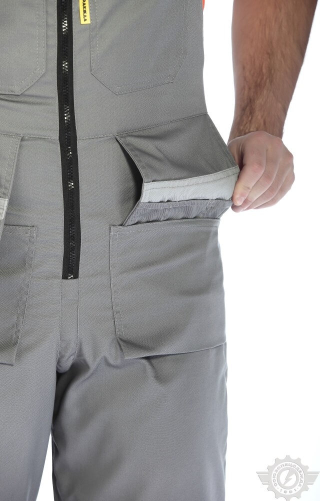 69439 Полукомбинезон "Профессионал-2" темно-серый со светло-серым  Летняя спецодежда  размер 64-66/182-188  - Вид №6