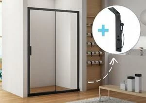 Душевая дверь Aquanet Pleasure AE60-N-120H200U-BT 120 (+ панель Aquanet Galaxy Black AP40-05)