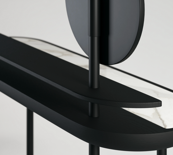 Secolo Apollo Письменный столик с вращающимся зеркалом, мраморная столешница Standard, сталь Темный антрацит  - Вид №2