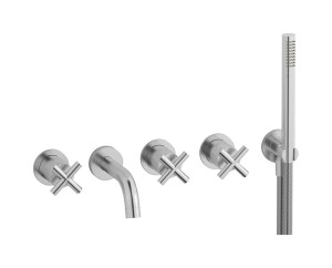 Настенный смеситель для ванной на дивертером и душевым гарнитуром. WE ARE IB wo390mb Brushed Nickel WOW