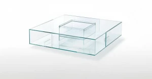 Glas Italia Низкий квадратный журнальный столик из хрусталя  Sea01