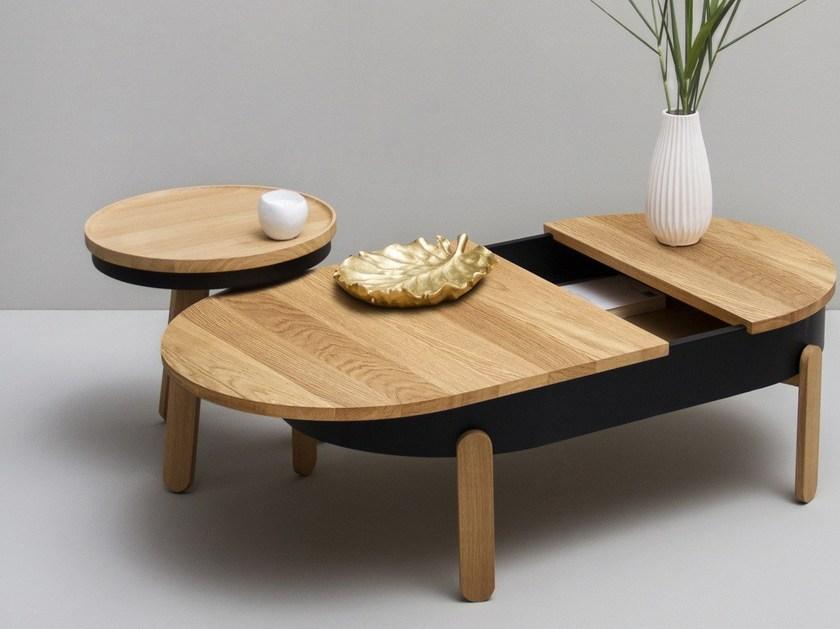 Woodendot Круглый деревянный журнальный столик с подносом sun-id-1506647 - Вид №2