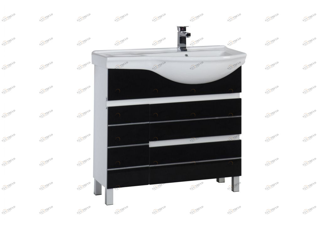 Тумба с раковиной Aquanet Доминика 90 R черный 0017657000181977