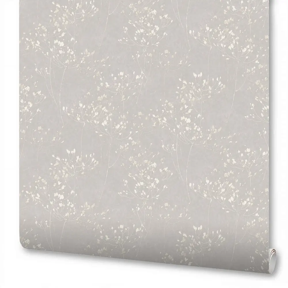 WALLSECRET Divina - Флизелиновые обои серые с цветочным узором 89395587 STLM-1576761