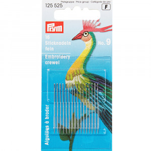 125525 Иглы для шитья ручные для вышивания тонкие №9 в блистере 16 шт. острые PRYM