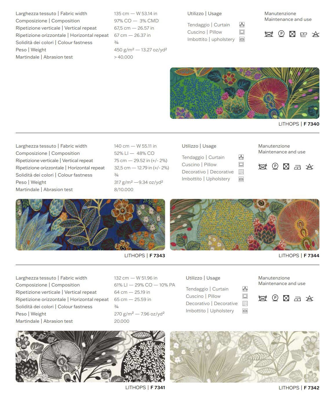 Обивочная ткань с цветочным рисунком Jannelli&Volpi СП GRANDE CORNICHE FABRICS ARCH-00051111 - Вид №2