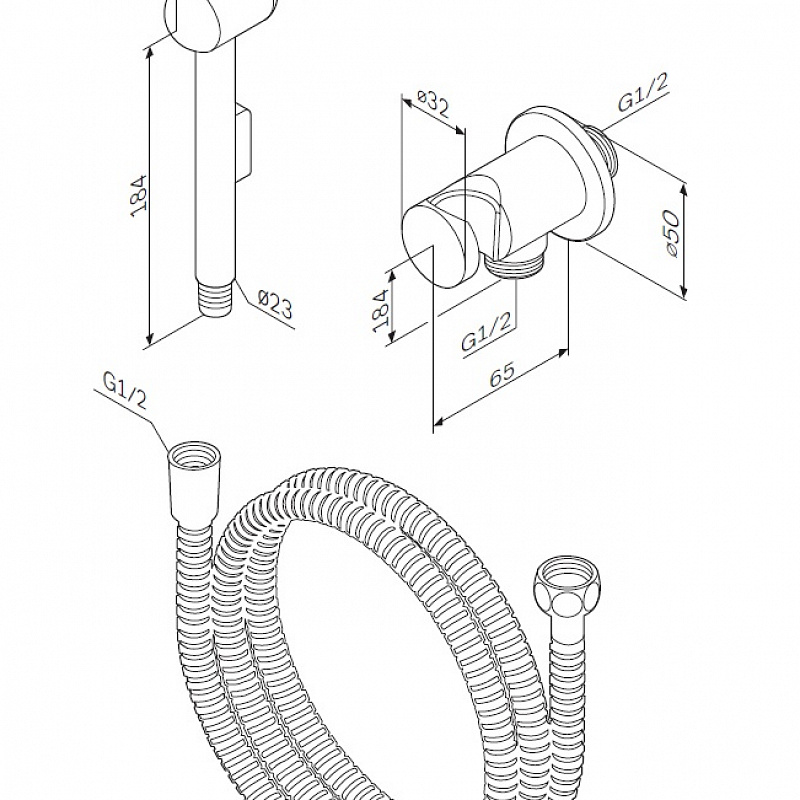 F0202100 Гигиенический набор: шланговое подсоединение с держателем гиг.душ душевой шланг AM.PM  - Вид №2