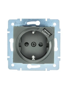 ASTI Розетка с/з + USB разъём платина механизм