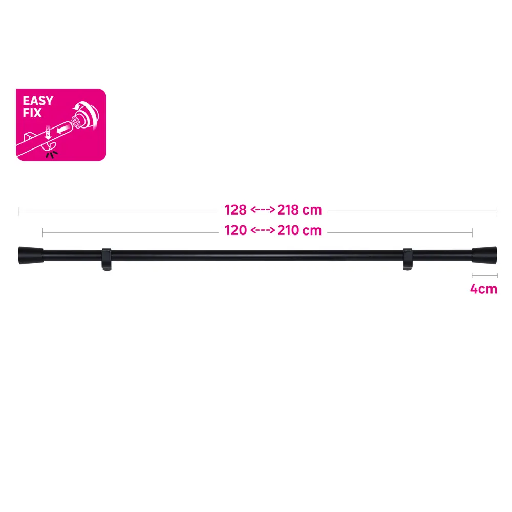 INSPIRE Карниз однорядный Pommel 120-210 см черный металл 84407352 STLM-0049500 - Вид №6