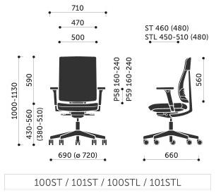 profim Стул офисный вращающийся с 5 спицами и подлокотниками Xenon net sun-id-1495184 - Вид №5
