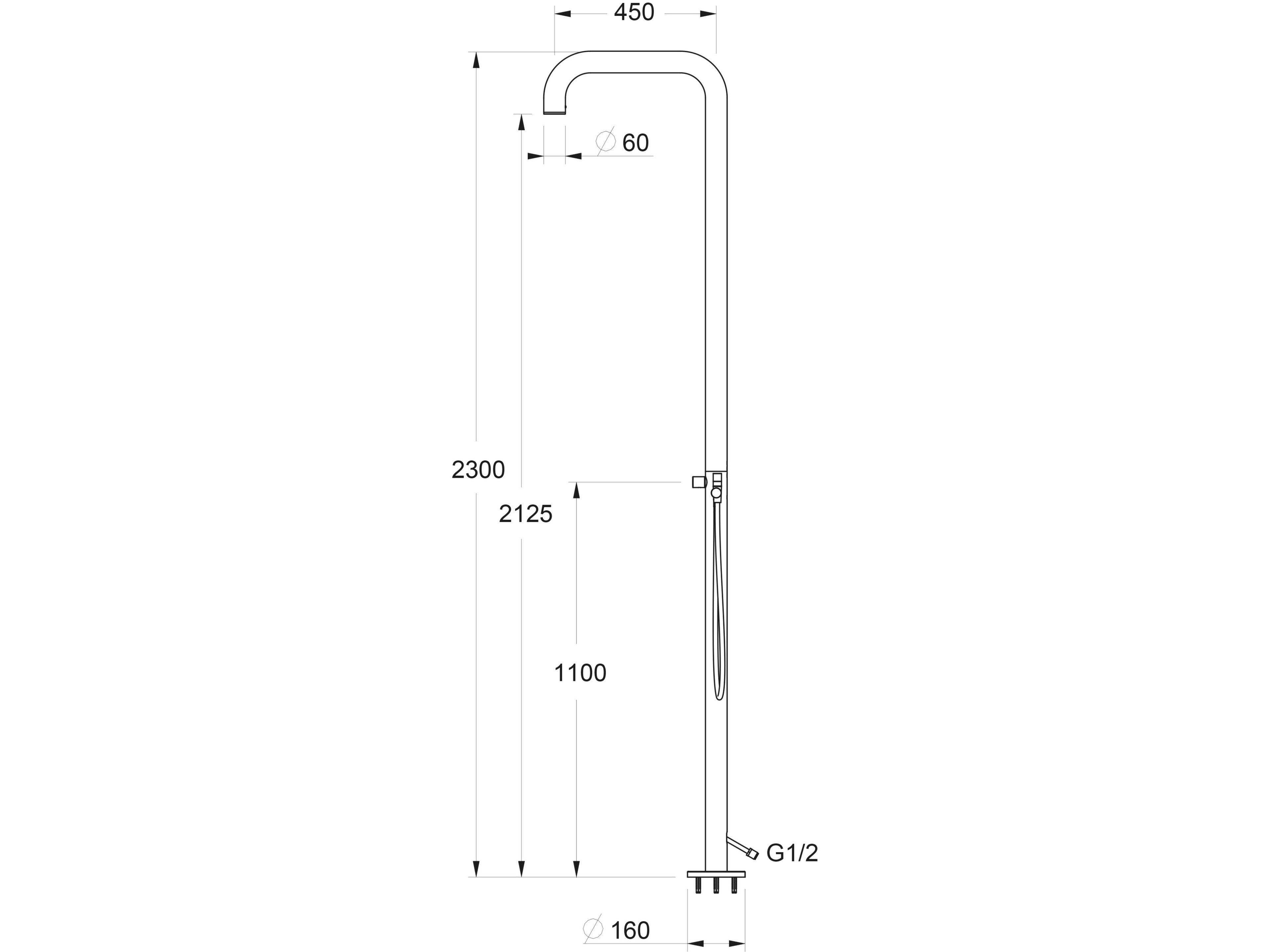 Открытый душ из нержавеющей стали с ручным душем GUGLIELMI RUBINETTERIE BD34110 ARCH-00110386 - Вид №3