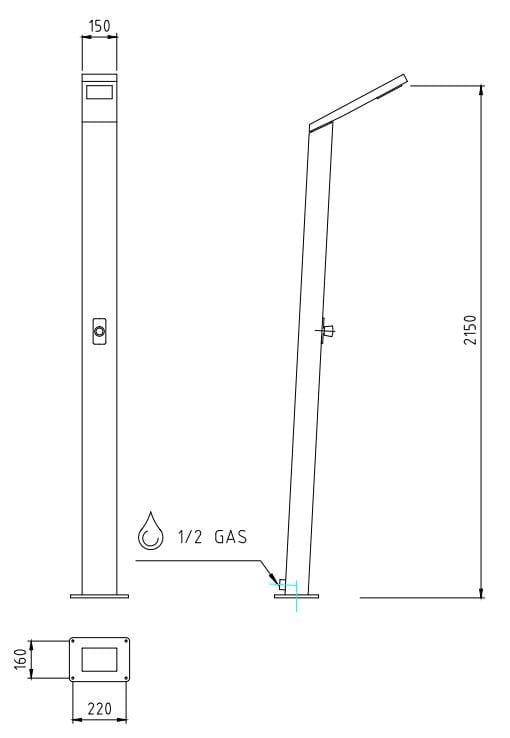Солнечный душ из нержавеющей стали Ama Luxury Shower SOLARIS ARCH-00124819 - Вид №5