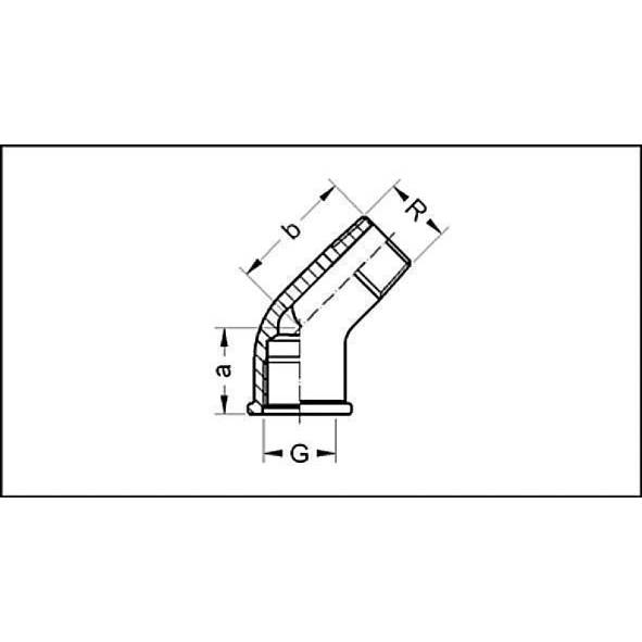 261534C SANHA 615 угол 45° ВР-НР, хромированная латунь 3/4 мм  - Вид №1
