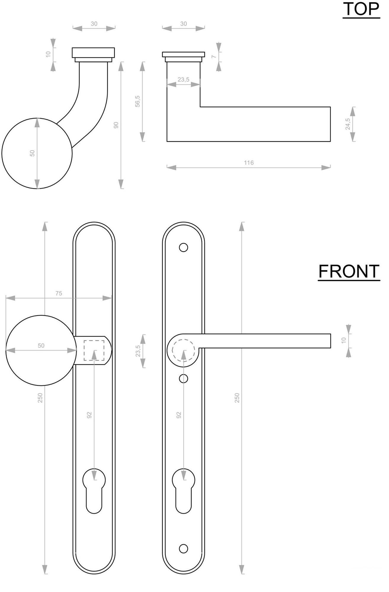 Dauby Бронзовая ручка с накладкой Pure® 14532 - Вид №1