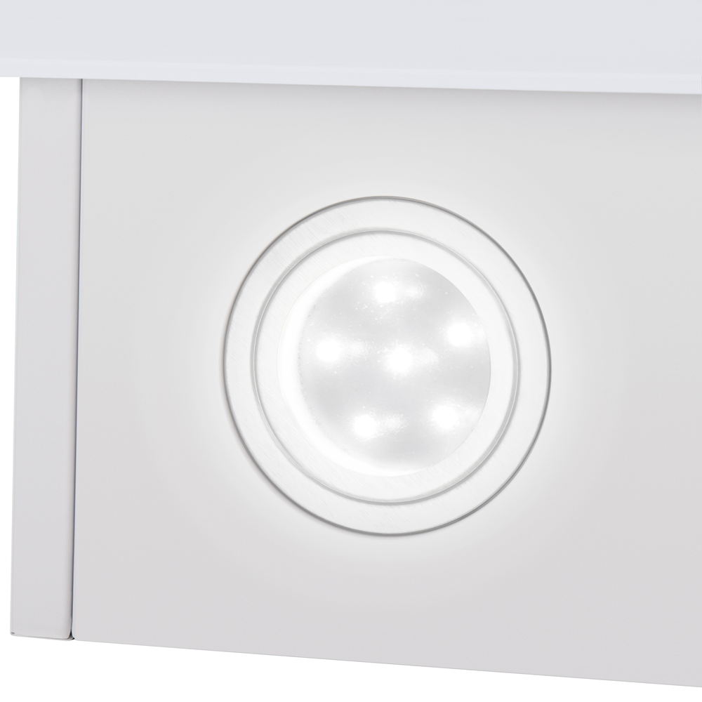 Elf 60 Glass White Вытяжка / тип: наклонная, цвет: белый• управление: сенсорное• ширина, мм: 600• полная потребляемая мощность, вт: 102• количество скоростей: 3• максимальная производительность, м3/ч: 650• диаметр воздуховода, мм: 150• площадь кухни: до 2 Santreyd  - Вид №11
