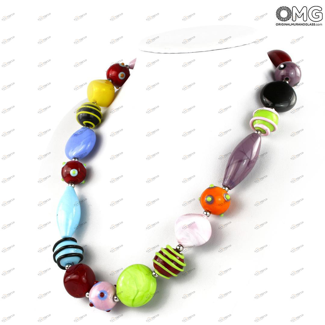 2252 ORIGINALMURANOGLASS Ожерелье с венецианскими бусинами Zattere 55 см 