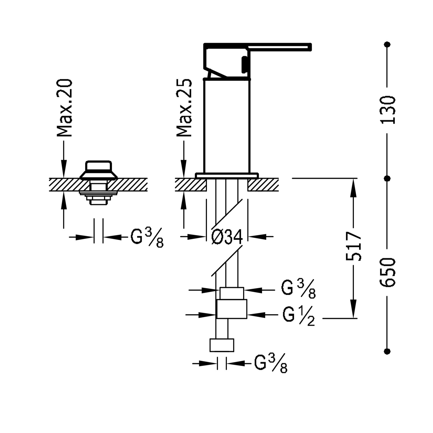 Смеситель для биде LEX-ALP с одной ручкой и маленькой насадкой для душа-08113001 TRES - Вид №1