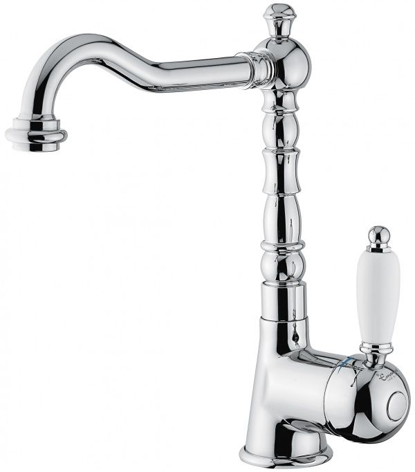 40513BO Смеситель Laguna с донным клапаном для раковины, цвет белый-золото EMMEVI