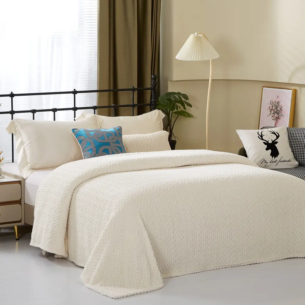 Плед STOLITSA TEKSTILYA Braid: уютный велсофт экрю 180×200 см 88035588 СТОЛИЦА ТЕКСТИЛЯ STLM-1035611 - Вид №4