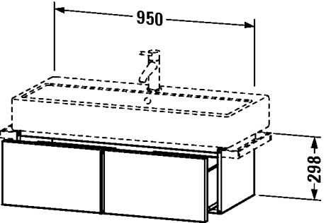 VE610705353 Тумбочка подвесная Vero #VE6107 950 x 431 мм Каштан темный, декор Duravit - Вид №1