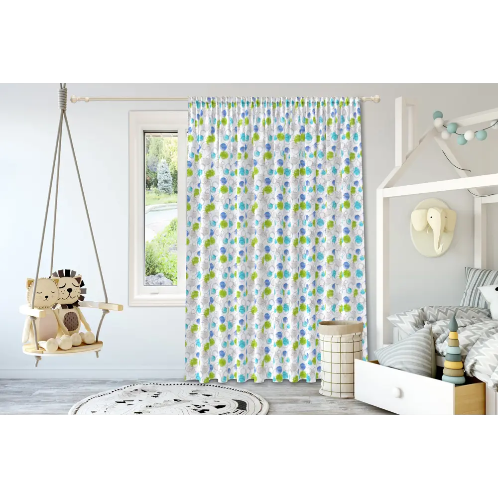 Ткань 1 м/п Круги велюр 300 см цвет сине-салатовый 89176983 STLM-2024374 GARDEN  - Вид №4