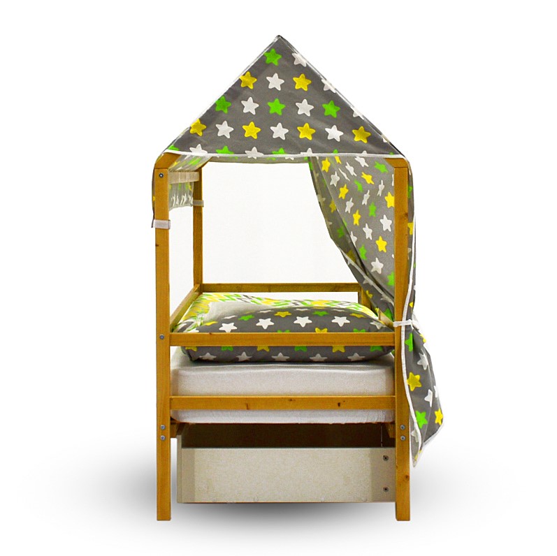 Крыша для кровати-домика текстильная Svogen звезды, желтый, белый, фон графит БЕЛЬМАРКО  00-3833098 Зеленый Santreyd  - Вид №4