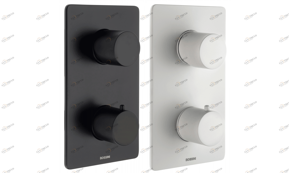 Z00002_073-045 + Z00101 - Thermostatic Black & White Collection Oki - 2 Outlets BOSSINI 