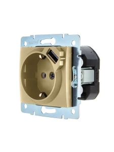 ASTI Розетка с/з + USB разъём золото механизм