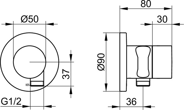 59556010201 Встраиваемый переключатель на 2 потребителя с выводом для шланга и держателем лейки DN 15 KEUCO IXMO - Вид №3