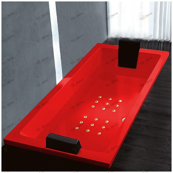 Ванна Gruppo treesse Quadra 199 V073C-DX-KZ красная с золотой фурнитурой и аэромассажем прямоугольная встроенная правая STAV073CDXKZ
