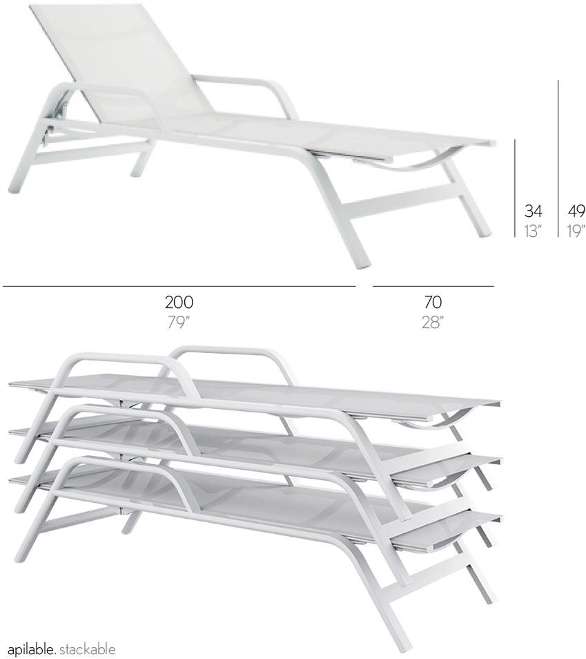 GANDIABLASCO Штабелируемый садовый кушетка из батилина с подлокотниками Stack sun-id-1407413 - Вид №2