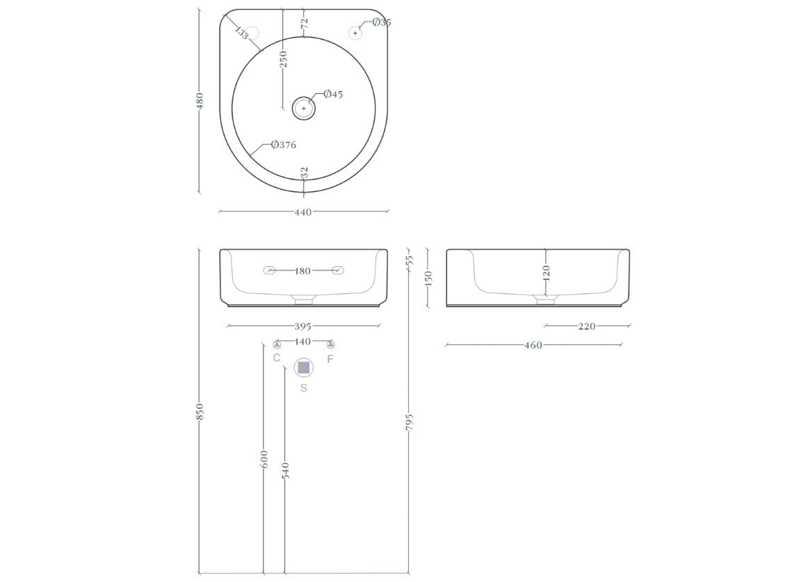 Круглый керамический подвесной умывальник ArtCeram вон ARCH-00109835 - Вид №2