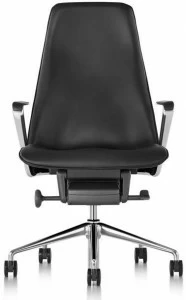 Herman Miller Поворотное кожаное кресло руководителя с высокой спинкой Taper