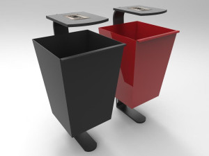 Держатель для мусора из листового металла с пепельницей для наружного использования