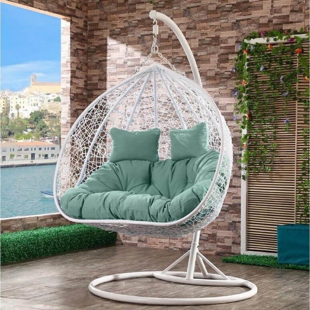 Подвесное кресло из искусственного ротанга 75 см белое Afina White&Green AFINA  00-3881233 Белый;зеленый  - Вид №1