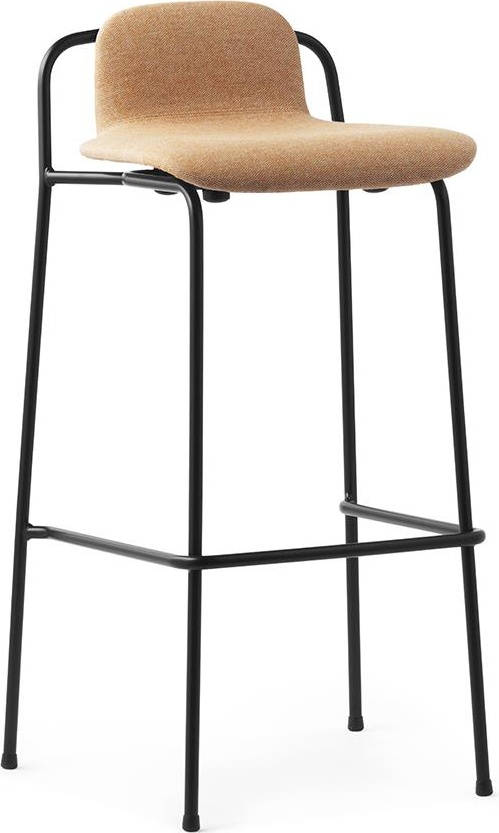 601941 Барный стул 75 см, полная обивка, черная сталь / лен Main Line Normann Copenhagen Studio