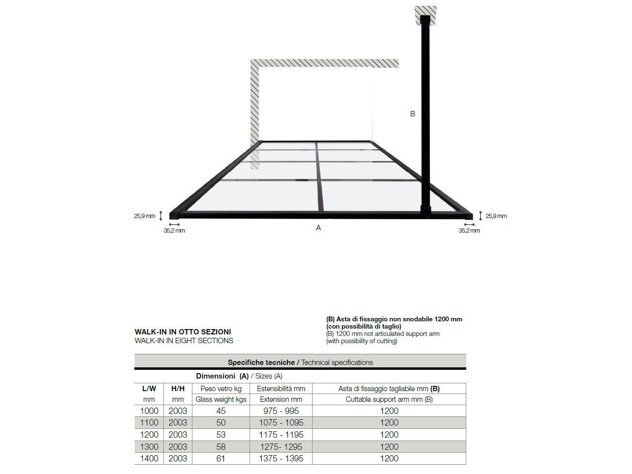 Алюминиевый и стеклянный душ TAMANACO 8PAR53W ARCH-00037009 - Вид №8