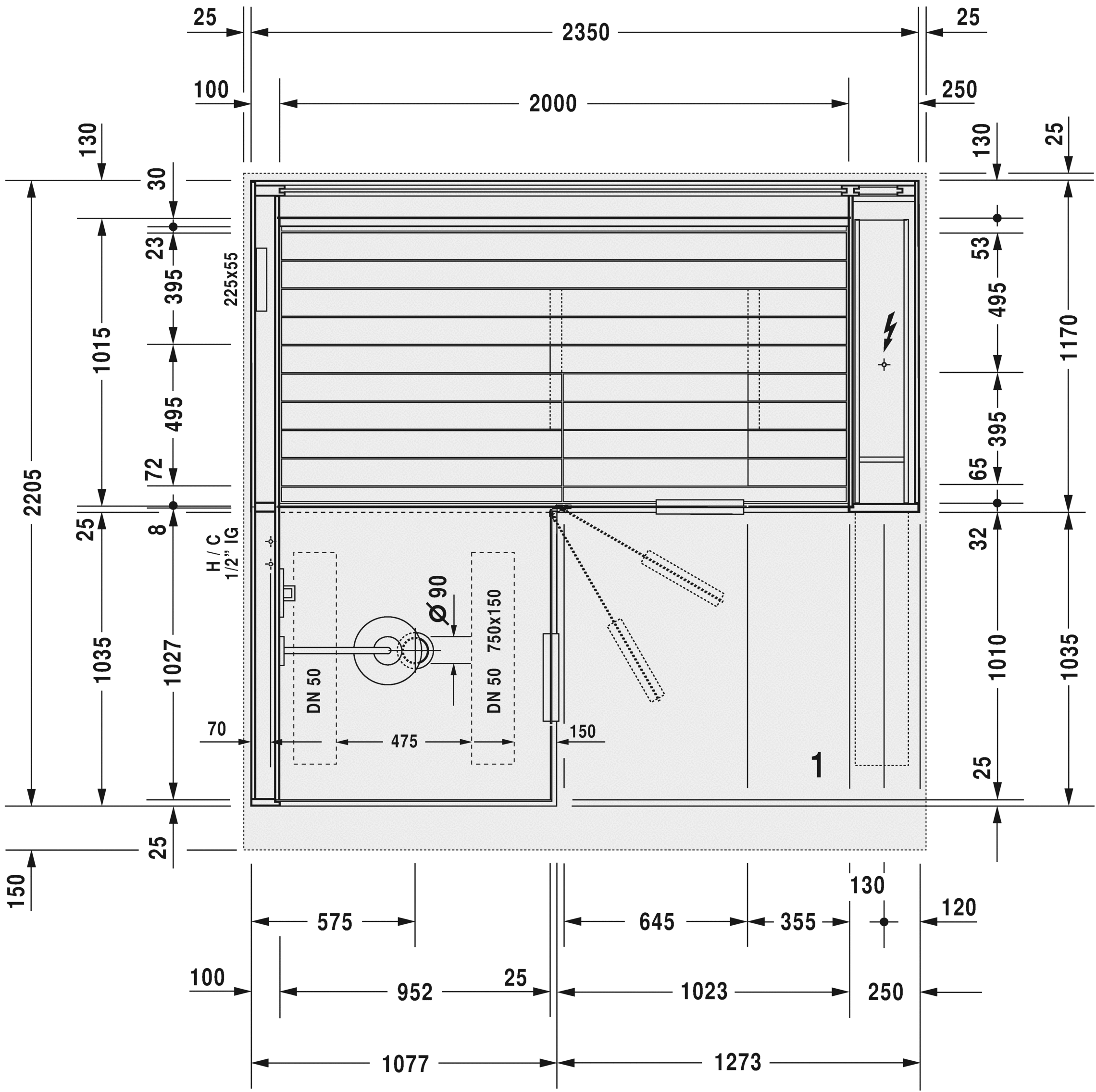 750313002011000 Сауна Inipi Ama, пристенный и угловой вариант Inipi #7503 2350 x 2205 x 2220 мм
Исполнение: американский орех (нат.шпон) Белый глянцевый декор Duravit  - Вид №6