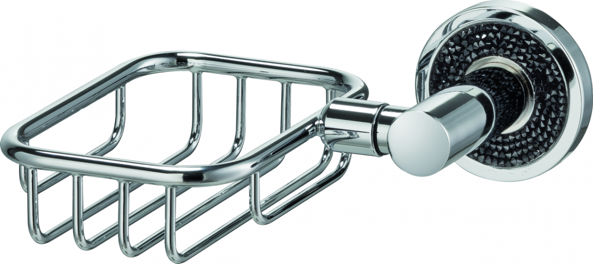 H2014/25B Sanibano Ebano, настенная мыльница решетка, цвет хром-кристаллы Swarovski black 