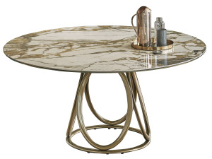 Круглый обеденный стол из нержавеющей стали и SuperMarmo